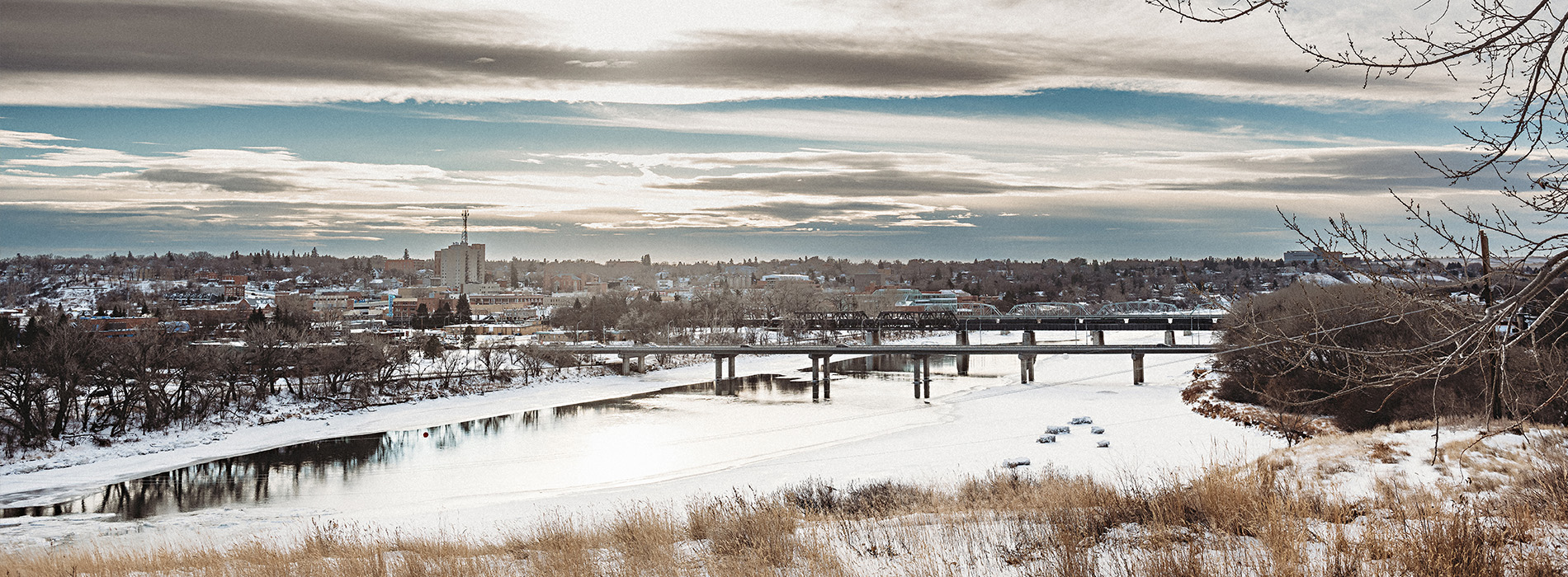 Medicine Hat Landscape - Winter sunset in focus on one of Medicine Hat's many viewpoints.